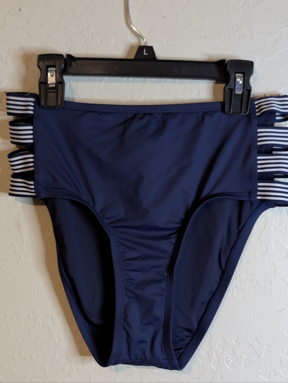 HOT CCO 🔥Nautica Navy High Waist Bikini Bottom&Cut-Out Side Straps! Classic!